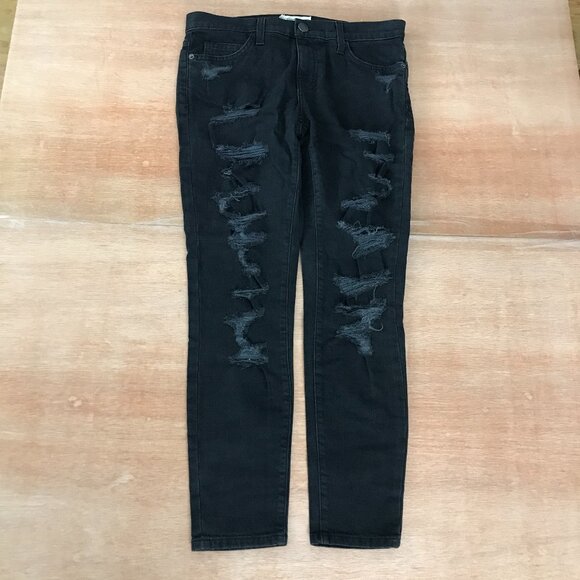 Current Elliott Stiletto Jeans Women size 29 Black Distressed Mid Rise Denim - Picture 1 of 11